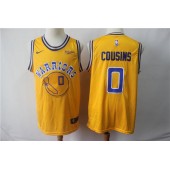 Golden State Warriors #0 DeMarcus Cousins Yellow Throwback Nike Swingman Jersey