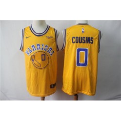 Golden State Warriors #0 DeMarcus Cousins Yellow Throwback Nike Swingman Jersey