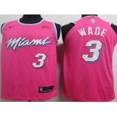 Miami Heat #3 Dwyane Wade Pink 2018-19 Earned Edition Nike Authentic Jersey