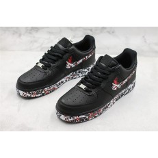 NIKE AIR FORCE 1 LOW BLACK WHITE RED PAINTING 315115-114