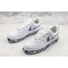 NIKE AIR FORCE 1 LOW WHITE BLUE BLACK PAINTING 315115-111