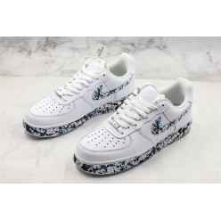 NIKE AIR FORCE 1 LOW WHITE BLUE BLACK PAINTING 315115-111