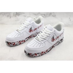 NIKE AIR FORCE 1 LOW WHITE RED BLACK PAINTING 315115-113