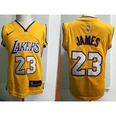 Los Angeles Lakers #23 LeBron James Yellow Nike Toddler Jersey