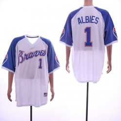 MLB Atlanta Braves #1 Ozzie Albies White Throwback Jersey