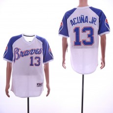 MLB Atlanta Braves #13 Ronald Acuna Jr. White Throwback Jersey