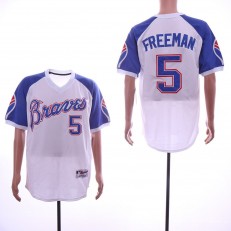 MLB Atlanta Braves #5 Freddie Freeman White Throwback Jersey