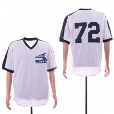 MLB Chicago White Sox #72 Carlton Fisk Mitchell & Ness White Mesh Batting Practice Jersey