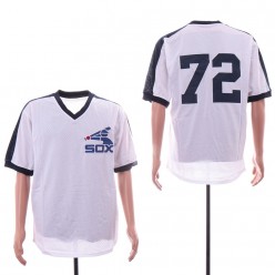 MLB Chicago White Sox #72 Carlton Fisk Mitchell & Ness White Mesh Batting Practice Jersey