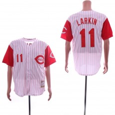 MLB Cincinnati Reds #11 Barry Larkin White Throwback Jersey