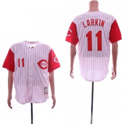 MLB Cincinnati Reds #11 Barry Larkin White Throwback Jersey