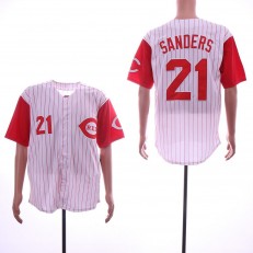 MLB Cincinnati Reds #21 Deion Sanders White Throwback Jersey