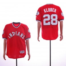 MLB Cincinnati Reds #28 Corey Kluber Red Throwback Jersey