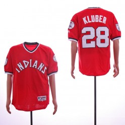 MLB Cincinnati Reds #28 Corey Kluber Red Throwback Jersey