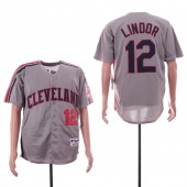 MLB Cleveland Indians #12 Francisco Lindor Gray Turn Back The Clock Jersey