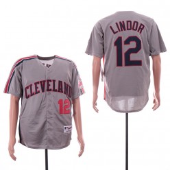 MLB Cleveland Indians #12 Francisco Lindor Gray Turn Back The Clock Jersey