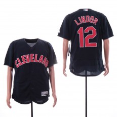 MLB Cleveland Indians #12 Francisco Lindor Navy Alternate Flexbase Jersey