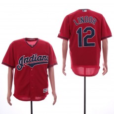 MLB Cleveland Indians #12 Francisco Lindor Red Cool Base Jersey