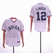 MLB Cleveland Indians #12 Francisco Lindor White Throwback Jersey