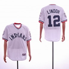 MLB Cleveland Indians #12 Francisco Lindor White Throwback Jersey