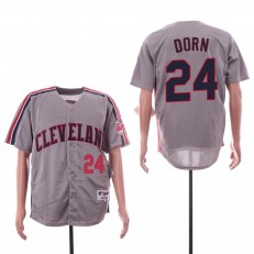 MLB Cleveland Indians #24 Roger Dorn Gray Turn Back The Clock Jersey