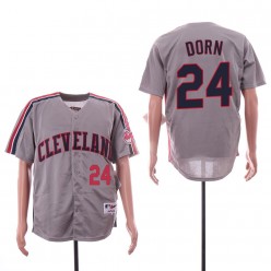MLB Cleveland Indians #24 Roger Dorn Gray Turn Back The Clock Jersey