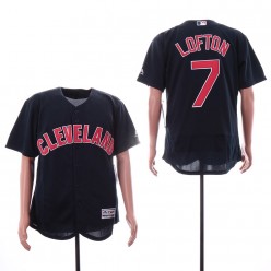 MLB Cleveland Indians #7 Kenny Lofton Navy Alternate Flexbase Jersey
