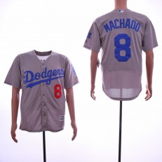 MLB Los Angeles Dodgers #8 Manny Machado Gray Cool Base Jersey