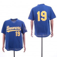 MLB Milwaukee Brewers #19 Robin Yount Royal Mesh Throwback Jersey
