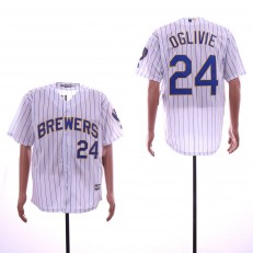 MLB Milwaukee Brewers #24 Ben Oglivie White Cool Base Jersey