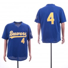 MLB Milwaukee Brewers #4 Paul Molitor Royal Mesh Throwback Jersey