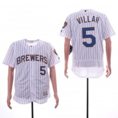 MLB Milwaukee Brewers #5 Jonathan Villar White Flexbase Jersey