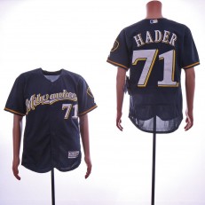 MLB Milwaukee Brewers #71 Josh Hader Navy Cool Base Jersey