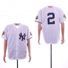 MLB New York Yankees #2 Derek Jeter White 2000 World Series Cool Base Jersey