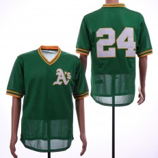 MLB Oakland Athletics #24 Rickey Henderson Green BP Mesh Jersey