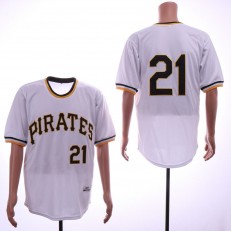 MLB Pittsburgh Pirates #21 Roberto Clemente White 1971 Throwback Jersey