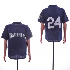 MLB Seattle Mariners #24 Ken Griffey Jr. Navy Mesh Throwback Jersey