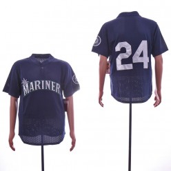 MLB Seattle Mariners #24 Ken Griffey Jr. Navy Mesh Throwback Jersey