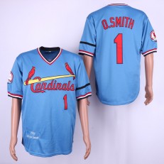 MLB St. Louis Cardinals #1 Ozzie Smith Light Blue 1982 Throwback Jersey
