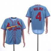 MLB St. Louis Cardinals #4 Yadier Molina Light Blue Cool Base Jersey