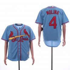 MLB St. Louis Cardinals #4 Yadier Molina Light Blue Cool Base Jersey