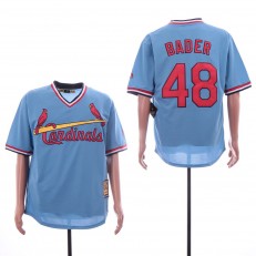 MLB St. Louis Cardinals #48 Harrison Bader Light Blue Throwback Cool Base Jersey
