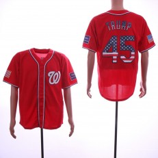 MLB Washington Nationals #45 Donald Trump Red USA Flag Jersey