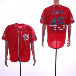 MLB Washington Nationals #45 Donald Trump Red USA Flag Jersey