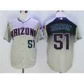 MLB Arizona Diamondbacks 51 Randy Johnson Gray Teal Flexbase Men Jersey