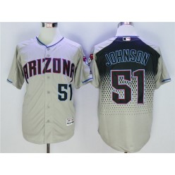 MLB Arizona Diamondbacks 51 Randy Johnson Gray Teal Flexbase Men Jersey