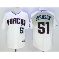 MLB Arizona Diamondbacks 51 Randy Johnson White Teal Flexbase Men Jersey