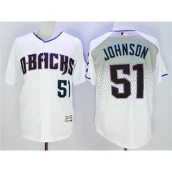 MLB Arizona Diamondbacks 51 Randy Johnson White Teal Flexbase Men Jersey