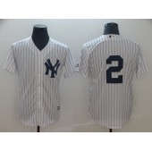 MLB New York Yankees 2 Derek Jeter White Cool Base Men Jersey