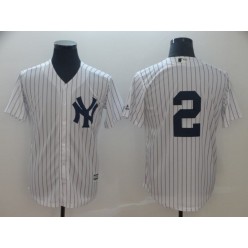 MLB New York Yankees 2 Derek Jeter White Cool Base Men Jersey